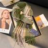 Retro Green Plaid Scarf Women's Autumn and Winter Plaid Imitation Cashmere Student Couple Shawl Scarf