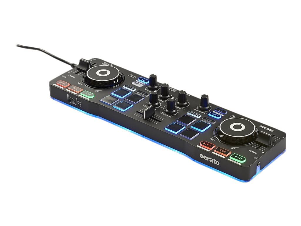 Hercules DJControl Starlight Компактный DJ-контроллер со светодиодной подсветкой, совместимый с Serato DJ Lite