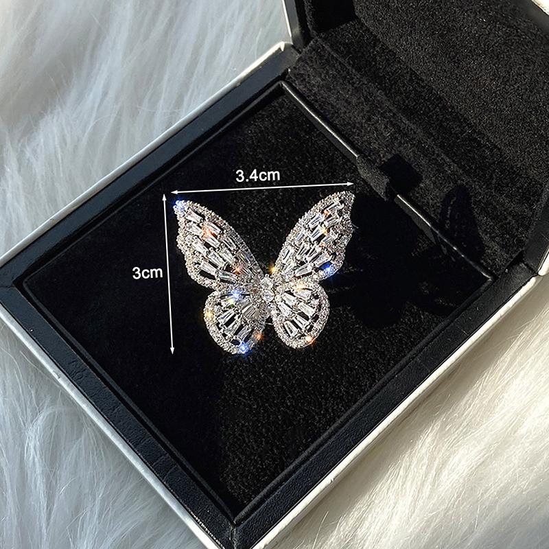 Zircon Butterfly Ring Gem Stone Opening Exaggerated Big Knuckle Rings