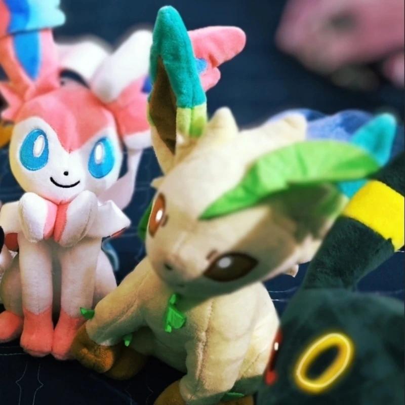 9 Styles Eevee Evolution Plush Toy Set Eevee Sylveon Umbreon Espeon Vaporeon Soft Fluffy Stuffed Doll Collection Gift for Fans