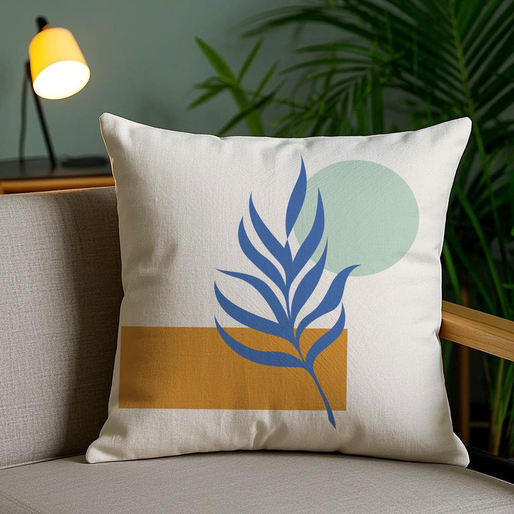 Абстрактная Простая Геометрическая Наволочка с Листьями Шёлковая Элегантная Удобная для Дивана Кровати Невидимая Молния