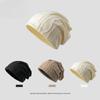 Japanese Style Retro and Simple Knitted Pile Cap for Women Breathable Thin Loose and Versatile Pullover Cap Autumn and Winter Postpartum Cap