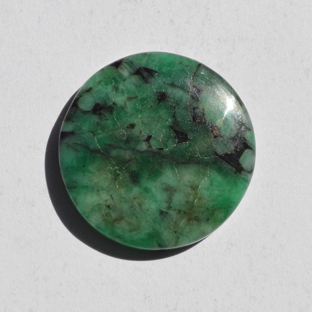 AAA+ Quality Natural Green Emerald Gemstone Cabochon, Round Shape Emerald Cabochon, Size 25x25x4 MM (26 Carats)