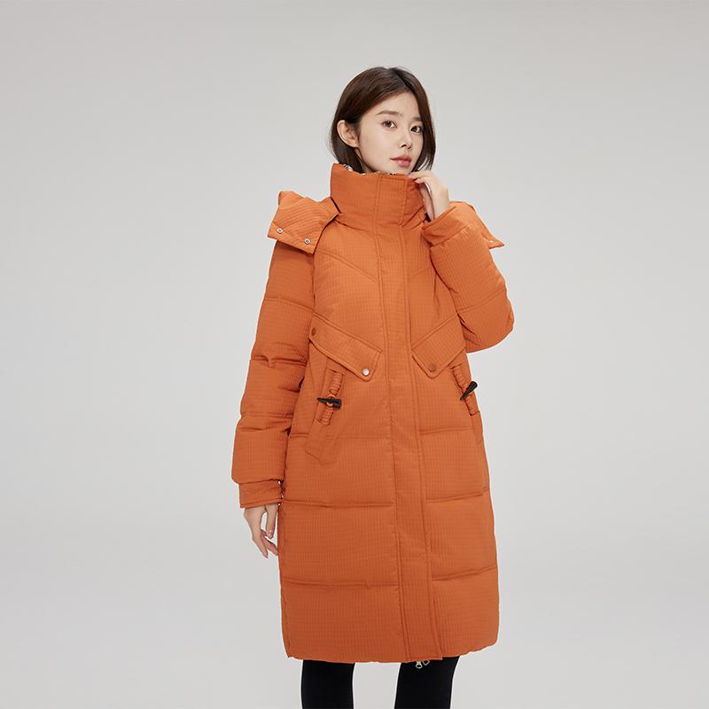 Korean Style Warm Winter Jacket with Hooded Long Length and Oversized Pockets