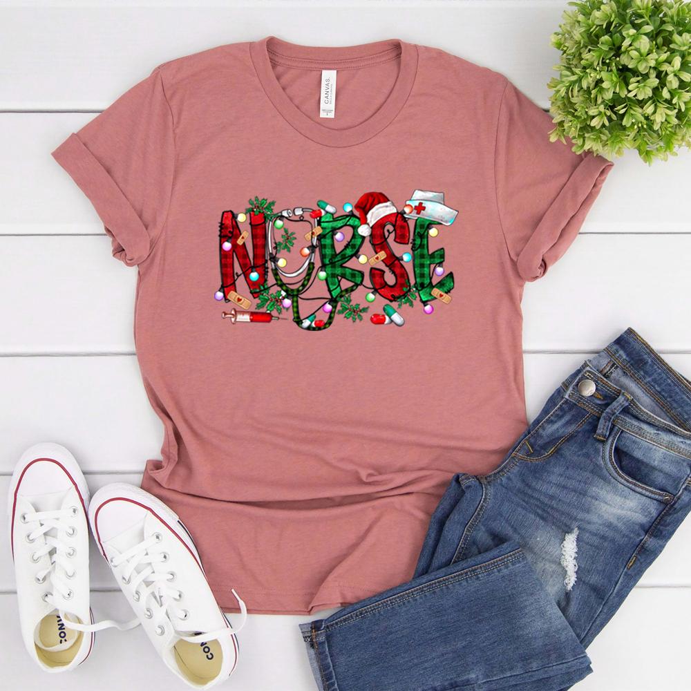 Christmas Nursing Tshirt Nursing School Shirt Nurse Christmas 2023 Tees Xmas Party Shirts Lit It Up Midwife Shirts Nurse Gifts