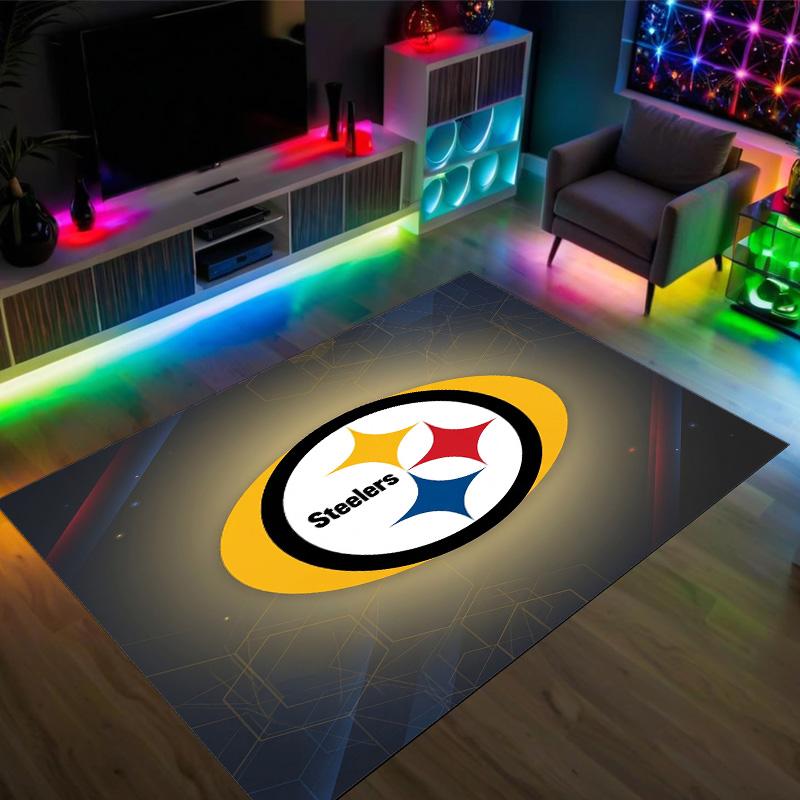 Pittsburgh Steelers Design Crystal Velvet Carpet Cozy Non?Slip Printed Rug For Bedroom Living Room Entrance