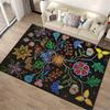 Colorful Floral Pattern Carpet with Mandala Style on Black Background Suitable for use as an anti-slip for living room bedroom sofas