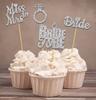 Дарлинг Сувенир| невеста, чтобы быть украшением для кексов | Блестящие топперы для кексов для девичника | Десертные украшения для торта Miss To Mrs Party - Pack Of