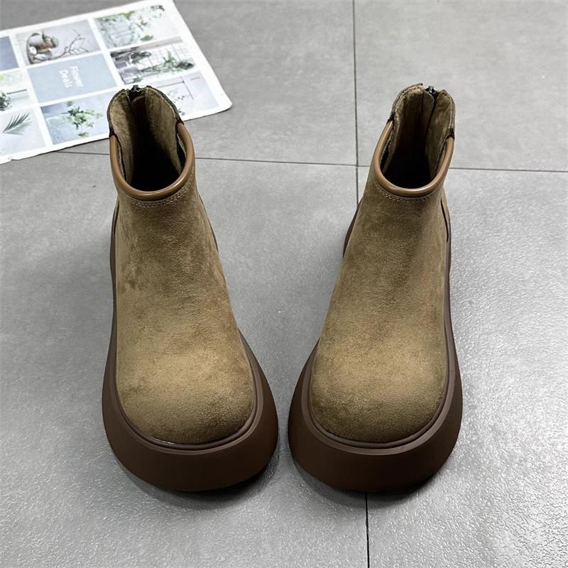 Модные женские замшевые ботильоны на плоской подошве на платформе, модная зимняя обувь для женщин 2025 года, новые зимние короткие ботинки для ходьбы, удобные брендовые женские ботинки