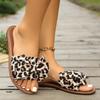 2025 New Leopard Print Foreign Trade Women's Shoes Flat Casual Cool Slippers Bow Women's Slippers Sandals40-43