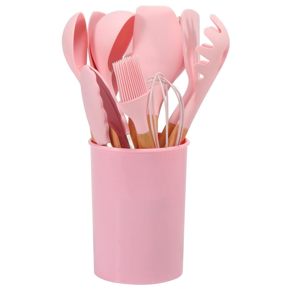 Silicone Kitchenware Non-stick Cookware Cooking Tool Spatula Ladle Egg Beaters Shovel Spoon Soup Kitchen Cookware Utensils Set