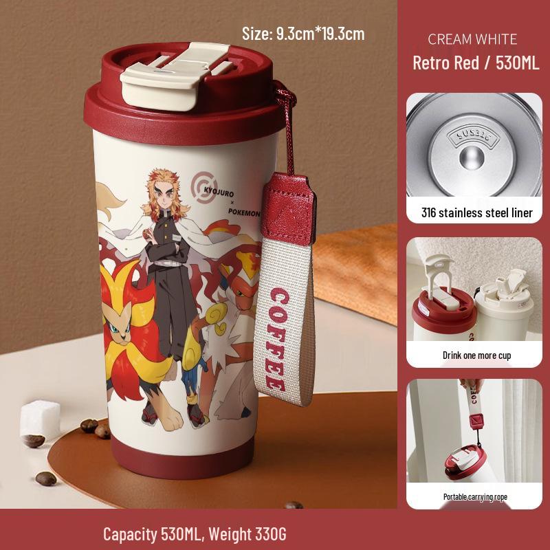 Кружка-термос с трубочкой из нержавеющей стали «Клинок, рассекающий демонов» Агацума Зеницу