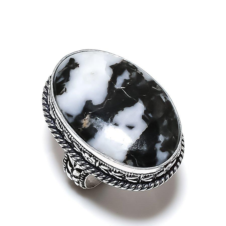 Камень Зебра Яшма ручной работы 925 стерлинговое серебро подарок Ювелирное изделие Кольцо Размер 9 P2B21