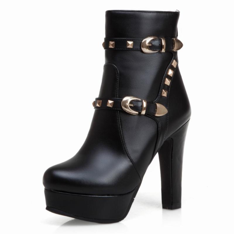 Модные женские ботильоны на платформе, сексуальные ботильоны с заклепками для женщин, красные, желтые, белые, черные, короткие, туфли для вечеринок, женская обувь больших размеров