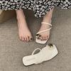 Internet Celebrities Ins High-end Flat Sandals Women's 2025 New Summer Wear with Skirt Toe Sandals