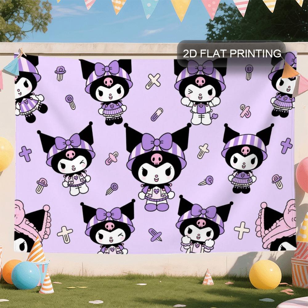 Hello Kitty Face And Kuromi Prints Wall Tapestry Are Suitable For Room Party Backgrounds Christmas And YearRound Decoration