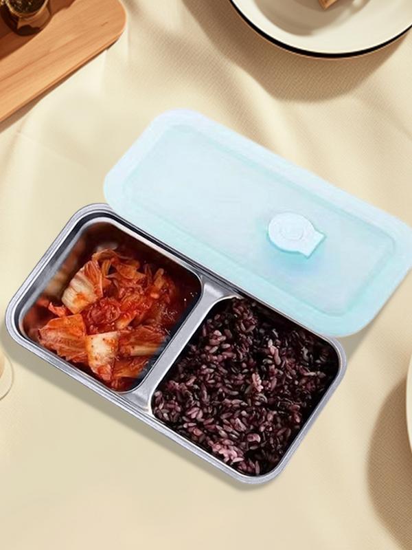 304 Stainless Steel Lunch Snack Box 2 Compartment Portable Grids Bento Fruit Food Storage Containers for Camping School