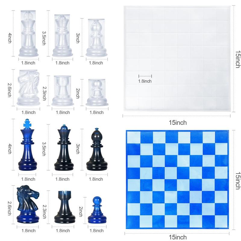 Силиконовая форма для шахматного набора с доской, 3D силиконовая форма для шахматной фигуры, для поделок DIY, подарок на день рождения