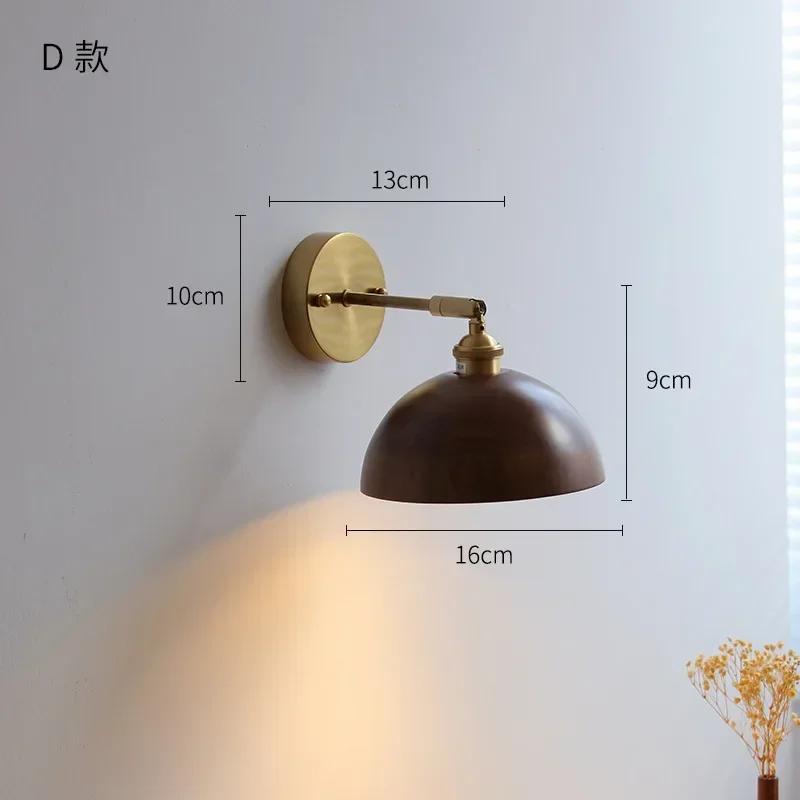 Modern Walnut Wooden Wall Light Fixtures Adjustable Up Down Bedroom Stair Beside Lamp Nordic Copper Wandlamp Luminaira