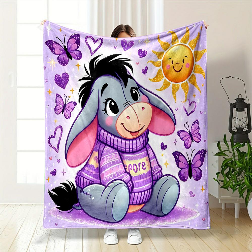 1PC Pooh Bear Eeyore Printed Blanket - Ultra Soft & Cozy Gift for Mom and Daughter Present, Lightweight for Bed, Couch & Travel