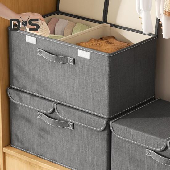 Ящик для хранения одежды с пылезащитной крышкой, складная конструкция, большая вместимость, корзина для хранения игрушек и одеял с усиленными ручками