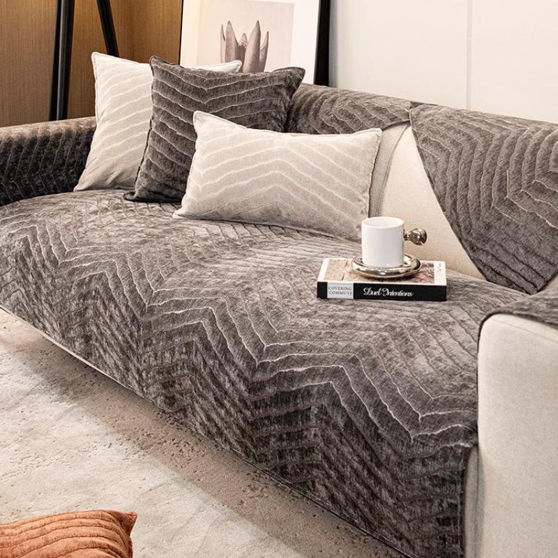 Четырехсезонный универсальный противоскользящий коврик для дивана, минималистичный современный высококачественный светильник для подушки сиденья, роскошный серый чехол для дивана для гостиной, тканевый чехол