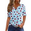 Women's T Shirt Independence Day Print Button Short Sleeve Daily Weekend Fashion Basic V- Neck Regular Top