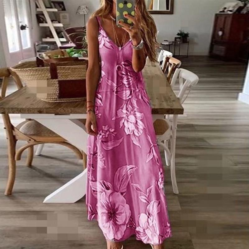 Women's Fashion Summer Spring Sleevelesse V-Neck Casual Dresses