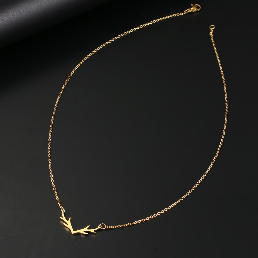 Stainless Steel Necklaces Exquisite Antlers Pendant Chain Choker Charm Fashion Necklace For Women Jewelry Christmas Party Gift