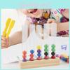 Sorting Kids Wooden Tubes Game With Color Coded Beads For Parent Child Activity