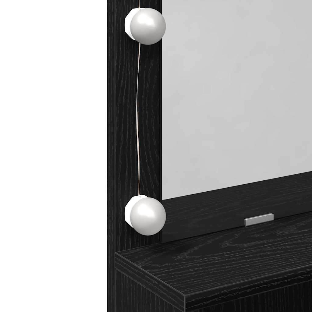 Makeup Table with Shelf Black Oak Effect 80 x 41 x 134.5 cm