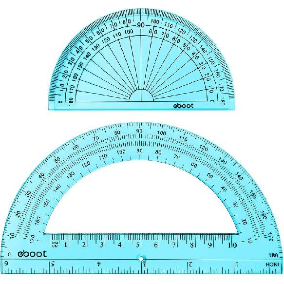 EBOOT 2 Pcs Plastic Protractor Clear 180 Degrees Transparent Protractor for Geometry, 4 Inch and 6 Inch