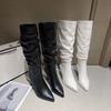 Женские длинные сапоги на тонком остром каблуке, новинка осени и зимы 2025 года, сапоги-чулки до колена на высоком каблуке, детские