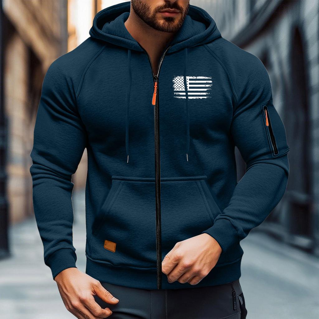 Men's Leisure Long Sleeves Zipper Hooded Hood Hoodie Coat Hooded Hood