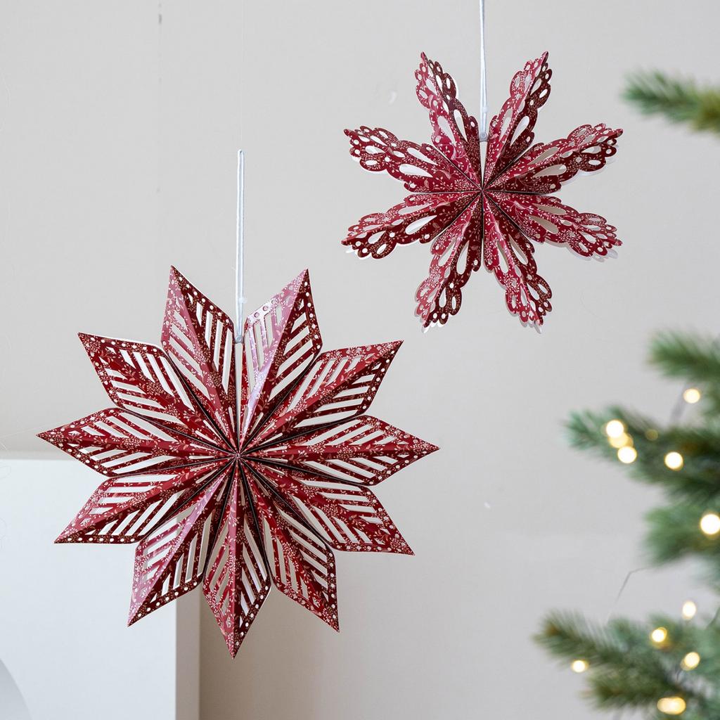 Durable Paper 3D Snowflake Ornament Waterproof Wrinkles Resistant for Christmas Tree Ceiling Window Decoration