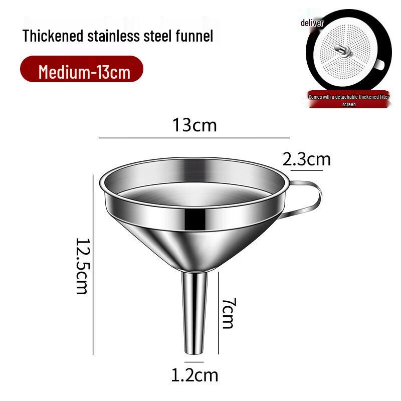 Stainless Steel Food-Grade Kitchen Funnel with Strainer