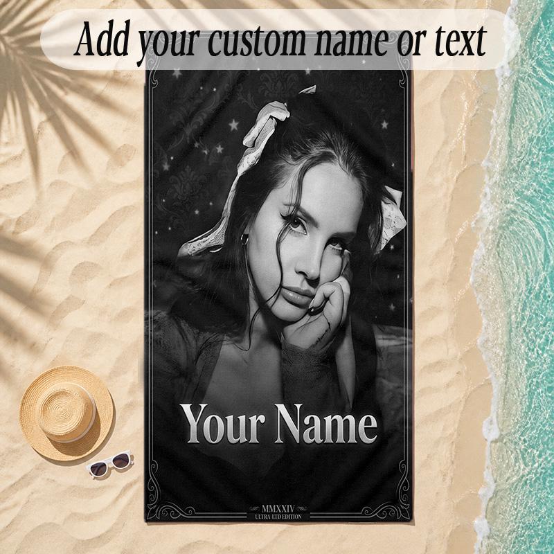 Beach TowelLana Del Rey Custom Name Text Personalized Soft Towel for Beach Pool Indoor Home Decor Gift