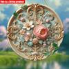 2D Flat 20*20cm1pc Pastoral Beautiful&elegant Peony Theme Round Art Plaque, Vintage Pink Floral Design Decorative Plate Perfect for Cafe&window&Garden