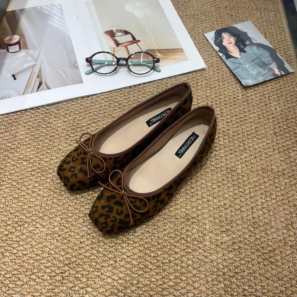 French Inner Heightening Suede Ballet Single Shoes Women's Shoes 2025 New Spring and Autumn Bow Red Evening Shoes