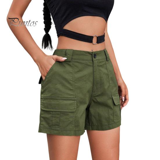 Женские шорты-карго, повседневные шорты-бермуды длиной до колена с карманами, летние мешковатые широкие штанины для походов