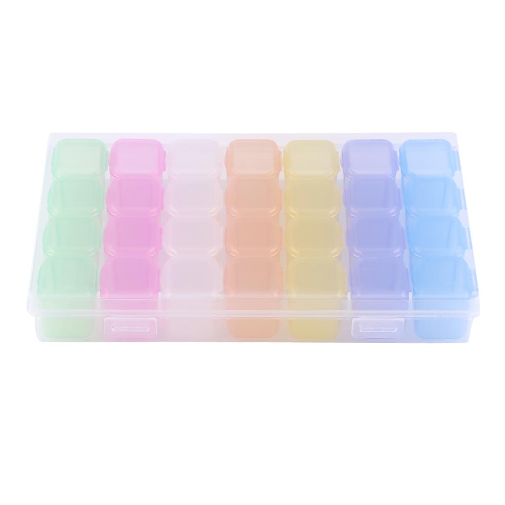 Plastic 28 Grids Empty Storage Box Nail Art Rhinestone Jewelry Beads Display Case Organize