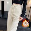 Elastic High Waist Autumn and Winter Plus Velvet Drawstring Wide-leg Pants for Women In Autumn and Winter New Loose Slim Casual Straight Pants
