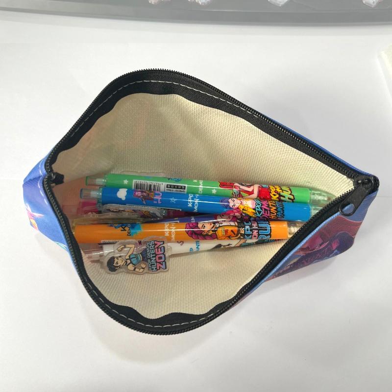 Cute Demon Hunters Anime Characters Large-Capacity Zipper Pencil Case, Student Study Stationery Bag
