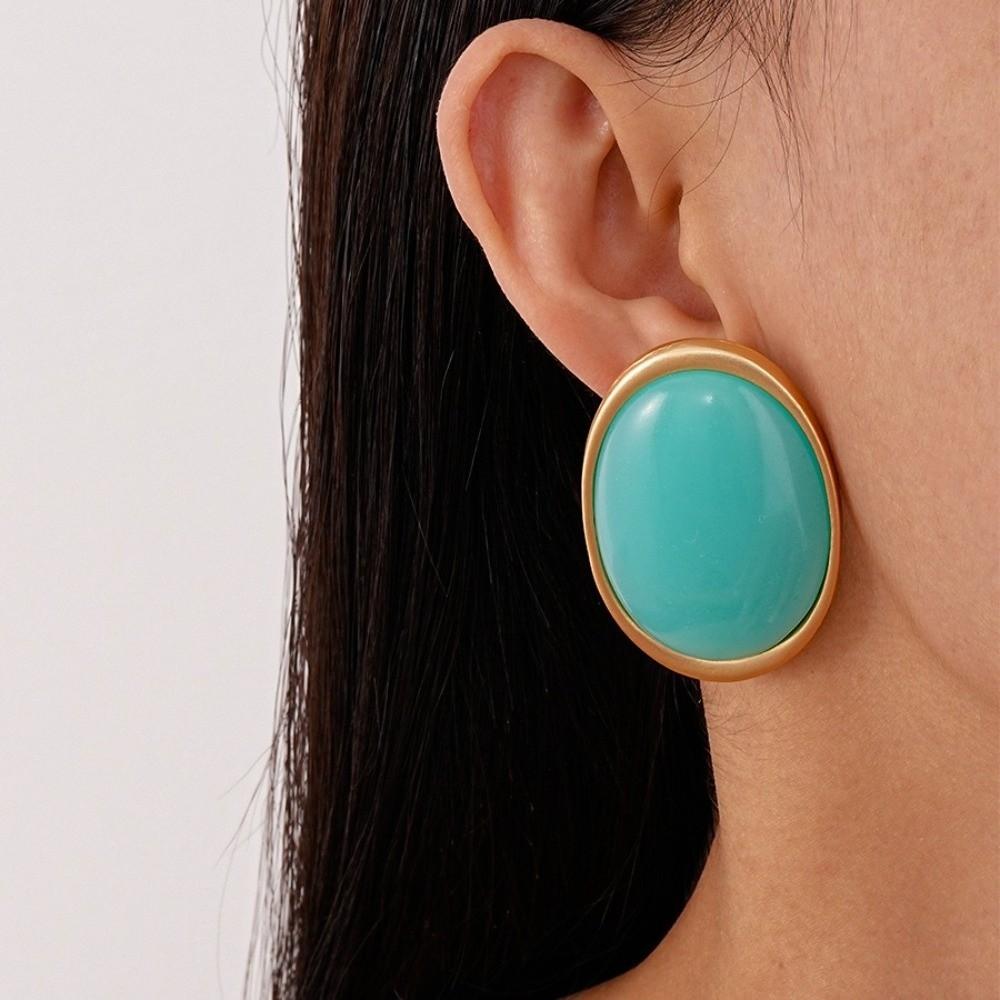 Vintage Trend Resin Dangle Earrings Wine Red Color Stud Earrings Waterdrop Earrings For Women