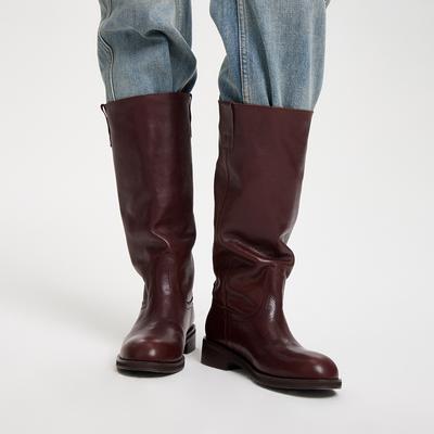 3,5 см Модные рыцарские ботинки из коровьей кожи в британском стиле 2025 осень-зима новые с круглым носком на толстом каблуке, но ботфорты