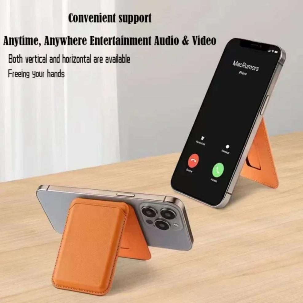 Прочный кожаный кошелек с магнитом и скрытой подставкой для Magsafe для iPhone 15PM 14 13 Pro Max, карман-держатель для карт Mag Safe