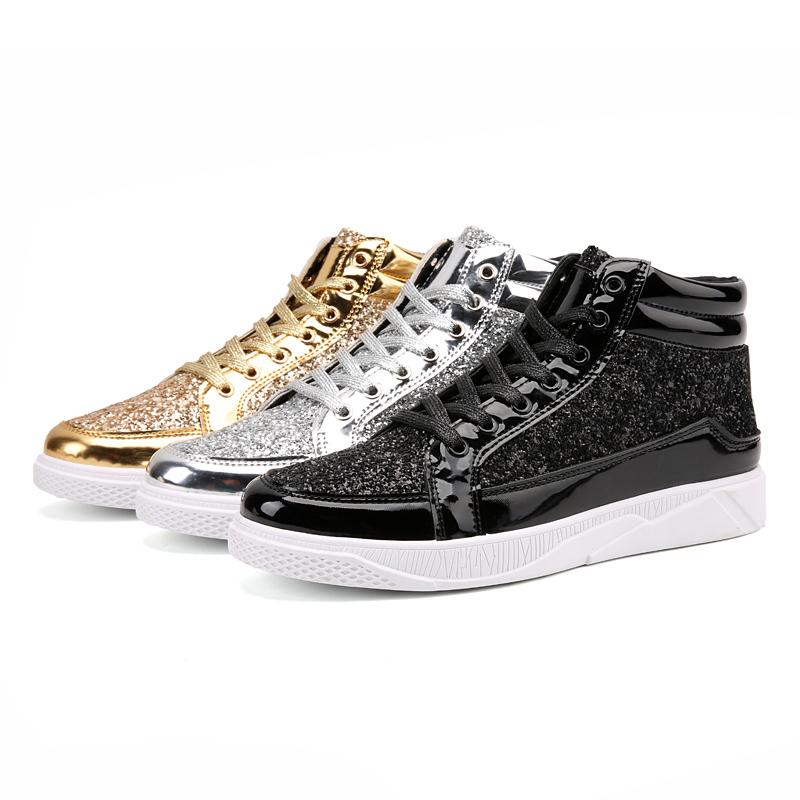 MCTIN Couples Casual Shoes for Women Sequin Platform Sneakers Men's High-tops Walking Shoes
