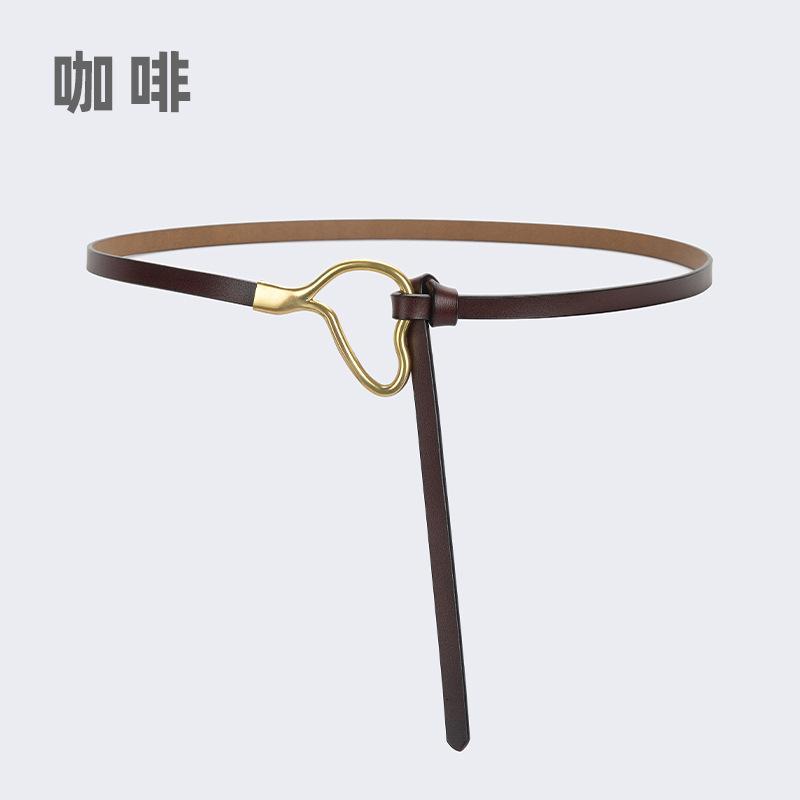 Женский кожаный ремень с узлом и украшением из классической рубашки, простой тонкий пояс из натуральной воловьей кожи, модный