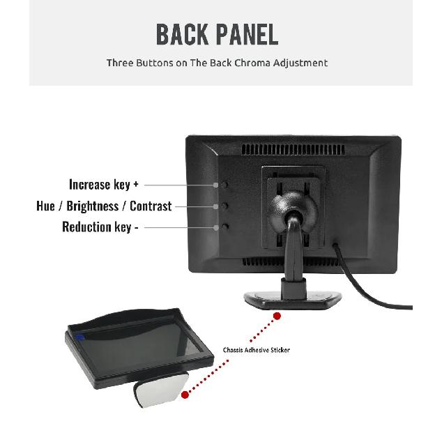 KTYDKP 5 Inch Car AHD Monitor Screen with 2 Way Video Input 5" TFT Display for Rear View Camera Vehicle Parking Reverse Backup
