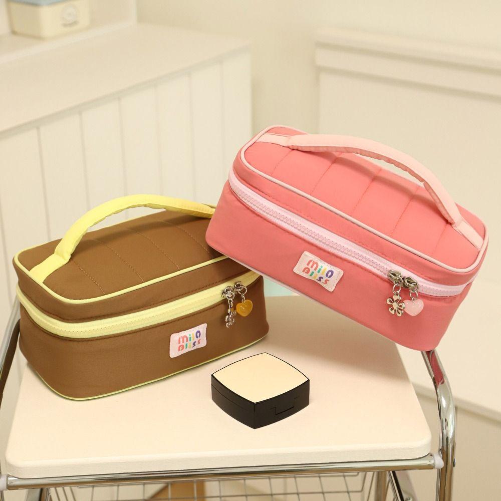 Macaron Color Fresh Makeup Bags Handbag Toiletries Bag Contrast Color Cosmetic Bag Outdoor